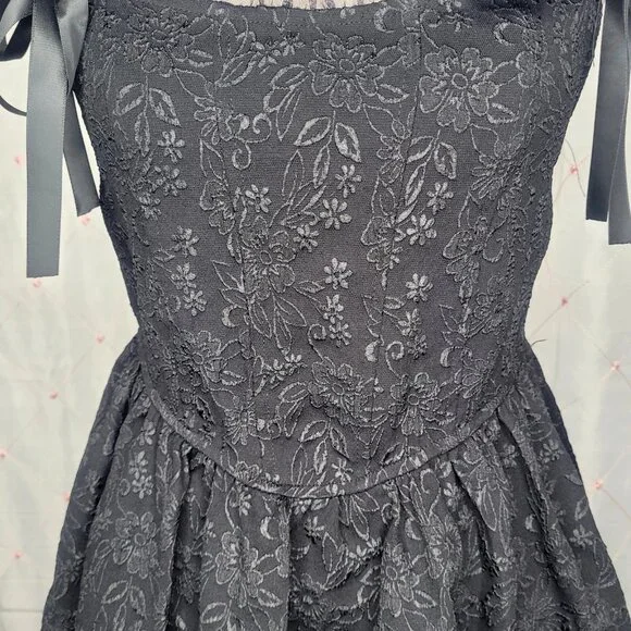 Trixxi Black Floral Whimsigoth Fairy Goth Glam Grunge Babydoll Dress Medium NWT